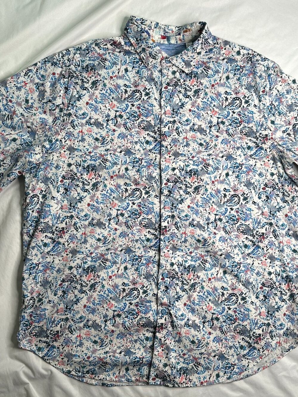 Robert Graham Men's 1XLT Tall Abstract AOP Short Sleeve Button-up Shirt